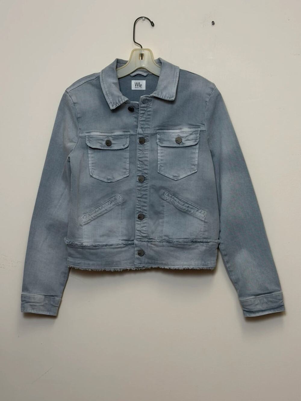 Wash Lab Ruffle My Feathers Cropped Jean Jacket XS